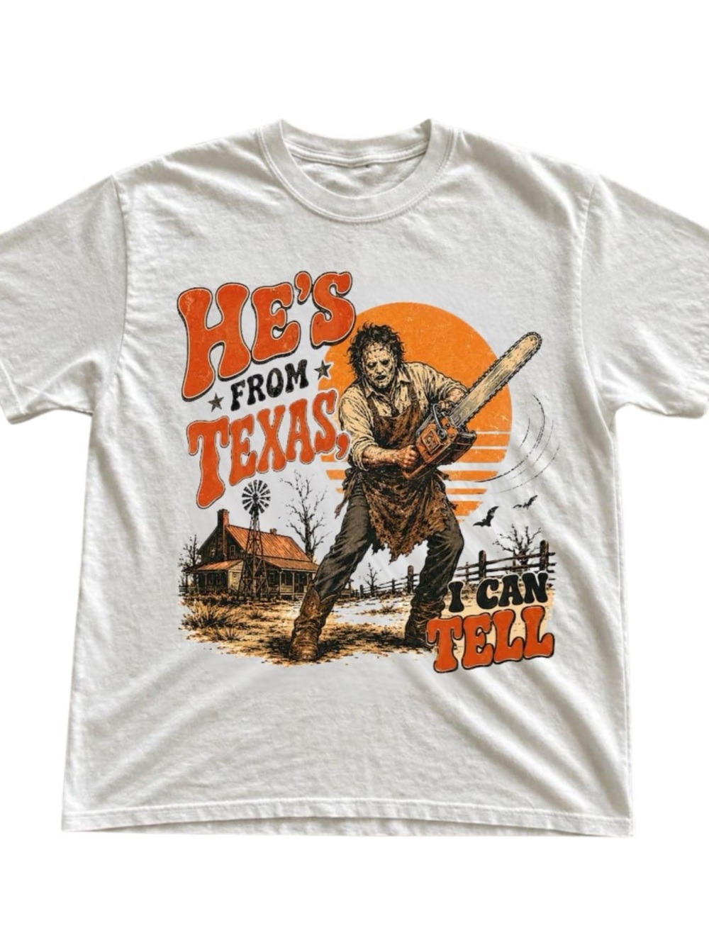 White He's From Texas I Can Tell Graphic Tee